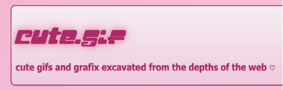 a screenshot of 'cute.gif' in a hot pink font on a pastel pink background